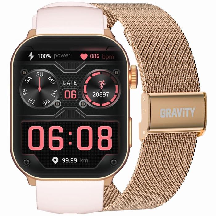 Smartwatch Unisex Gravity Gt28-6 - Rozmowy Bluetooth, Dodatkowy Pasek (Sg037F)