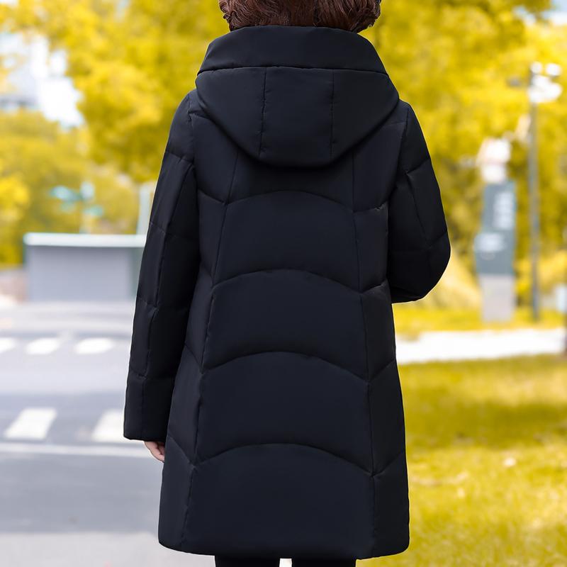 Plus Size Middle Age Women's Long Down Coats Winter Vintage Parkas Hooded Elegant Thick Warm Puffer Jackets Woman Outerwears