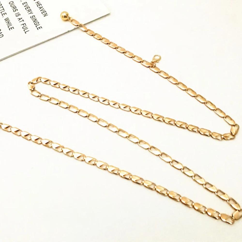 Metal Waist Chain Gold Sliver Color Belt Decoration Versatile Thin Belt Waistband Dress Skirt