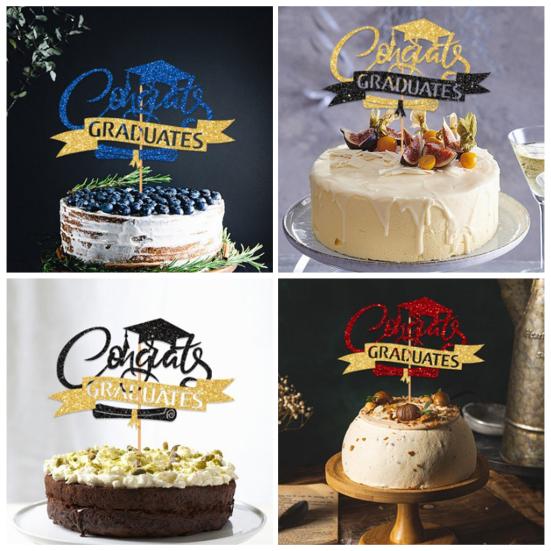 Yousheng Congratulations 2024 Graduation Cake Topper Graduation Season Birthday Cake Insert Congrats Grad Party Decor Supplies