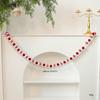 Wool Felt Ball Garland Red White Christmas Decoration Felt Pom Pom Bunting Banner for Fireplace Mantel Xmas Tree Holiday Party