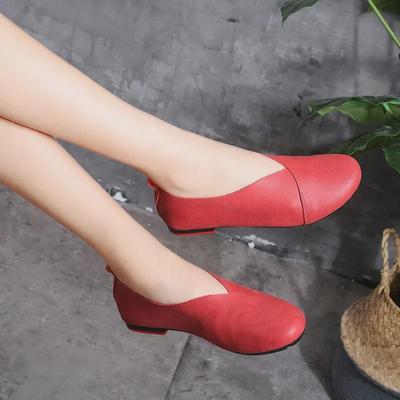 Осенние ретро-кожаные балетки с мягкой подошвой для бабушки - серия Forest (+833)