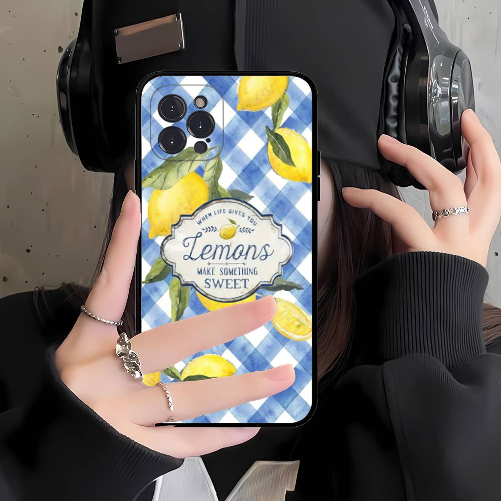 Простой Чехол в Стиле Свежего Лимона Для IPhone 17 16 15 14 11 12 13 Pro Max Plus Mini Мягкая Задняя Крышка