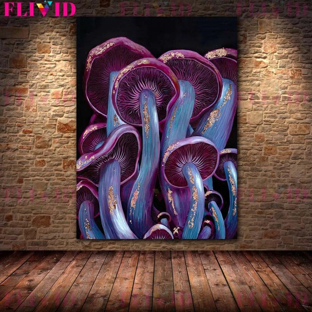 Mushrooms And Blossom Of Death Gothic HorrorArt Wall Art Canvas Painting Witch,Witchcraft Abstract Art Poster And Print Decor No Frame