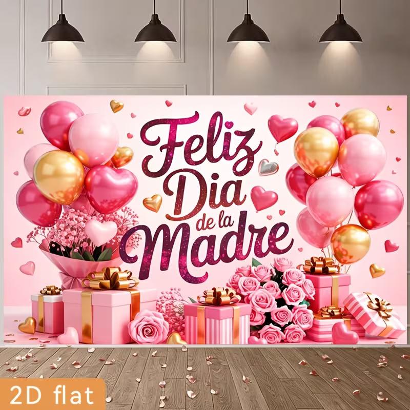 Двумерная тканевая основа розового золота «Feliz Dia de la Madre» для фотосессии мероприятия ко Дню матери