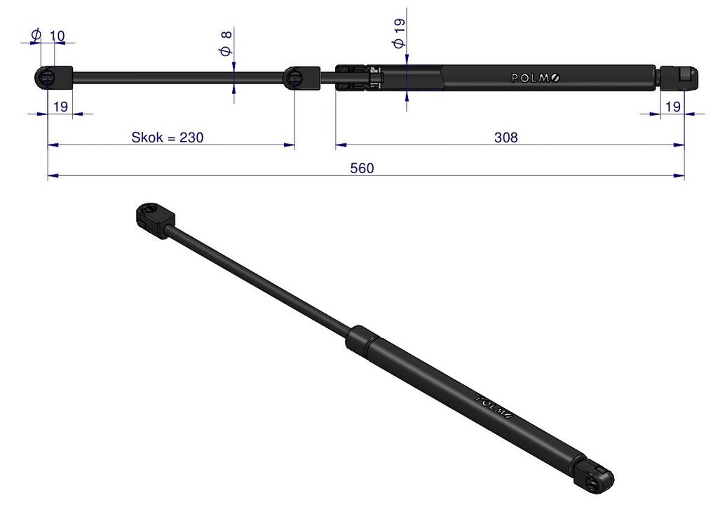 Siłownik Szyba Tylna L Max. 560Mm 65417039 Fiat Polmo