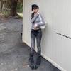American Spice Girl low-rise micro-pull jeans women's autumn and winter new elastic and thin versatile horn floor pants