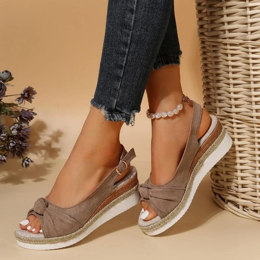 Женские сандалии на танкетке с открытым носком, летние легкие повседневные сандалии на платформе, женские нескользящие эспадрильи, обувь-гладиатор, большие размеры