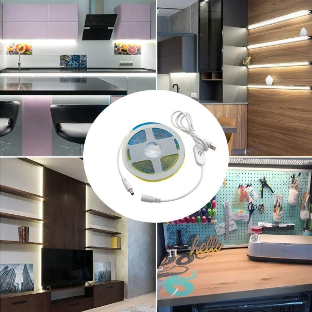 DC 5V LED Under Cabinet Light USB Powered Flexible Tape LED Strip Light 2835 LED Dimmable Control Smart Dimmer Room Decoration