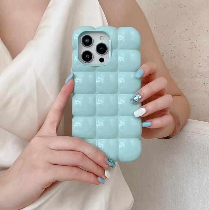 Glossy Protective Cover Cute Fashion Candy Color Bread Chocolate Block 3D Phone Case for iPhone 14 13 12 11 15 16 Pro