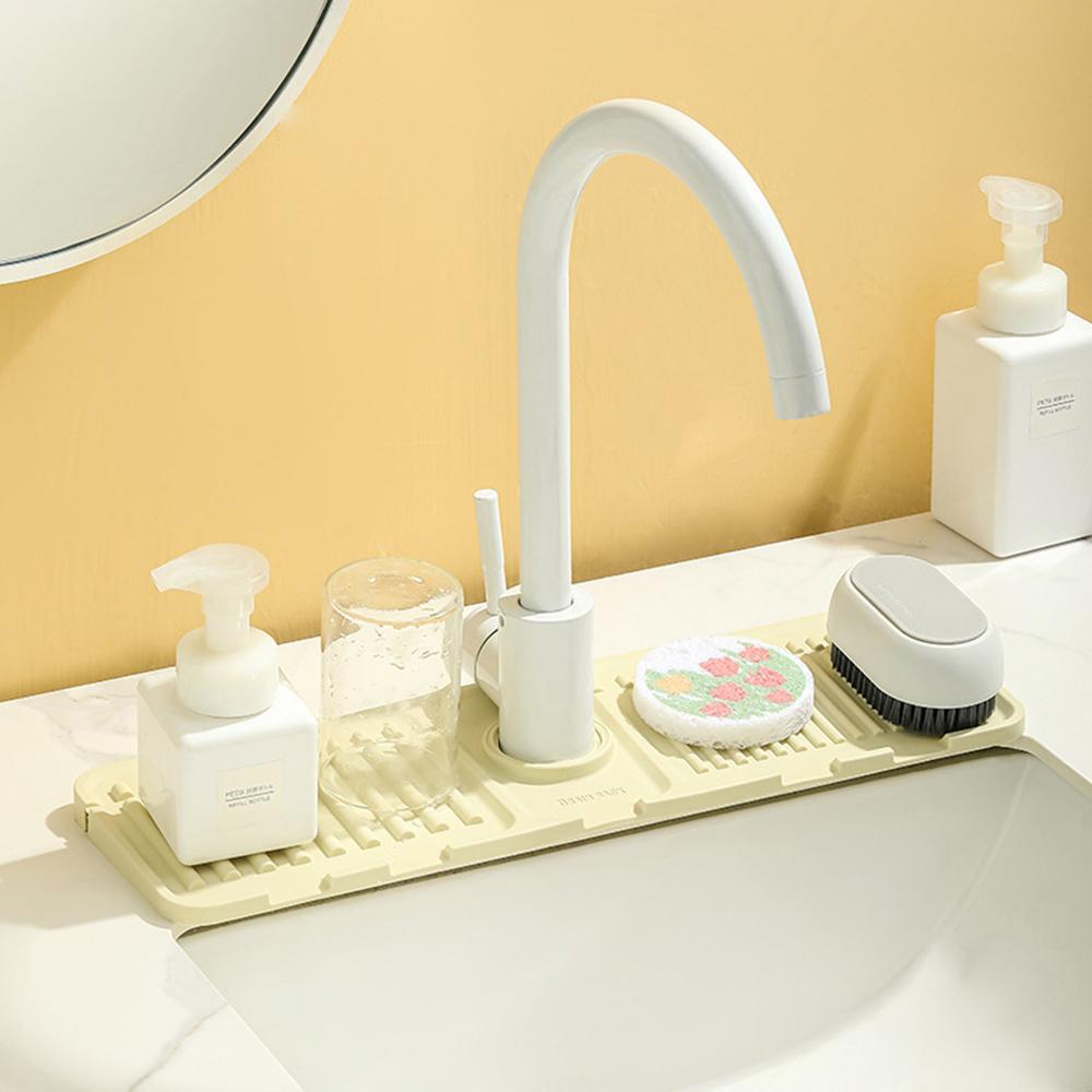 1 Silicone Faucet Drain Mat, Simple Solid Color Square Sink Anti-Splash Mat, For Kitchen, Bathroom Multi-Functional Drain Mat