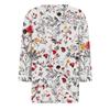 Women's T Shirt Tee Print Button  3/4 Sleeve Daily Weekend Fashion Basic V- Neck Regular Top