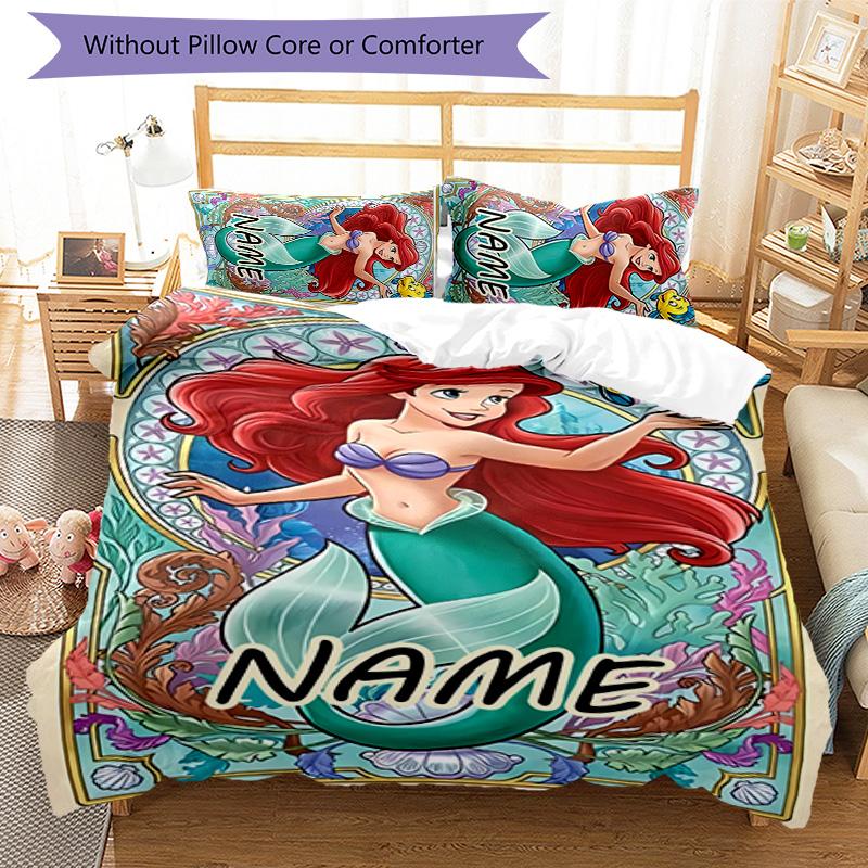 3pcs Princess9 Cover Set - Personalized Name, HD Printed Bedding with 1 Cover and 2 Pillowcases - Perfect for Home Decor, Easy Care