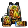 Kids Cartoon Backpack Lunch Bag Pencil Case 3-Piece Set With Fun Print Design School Use