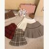Woolen High-Waist A-Line Pleated Skirt for Women - Autumn/Winter College Style, Anti-Exposure, Short Length