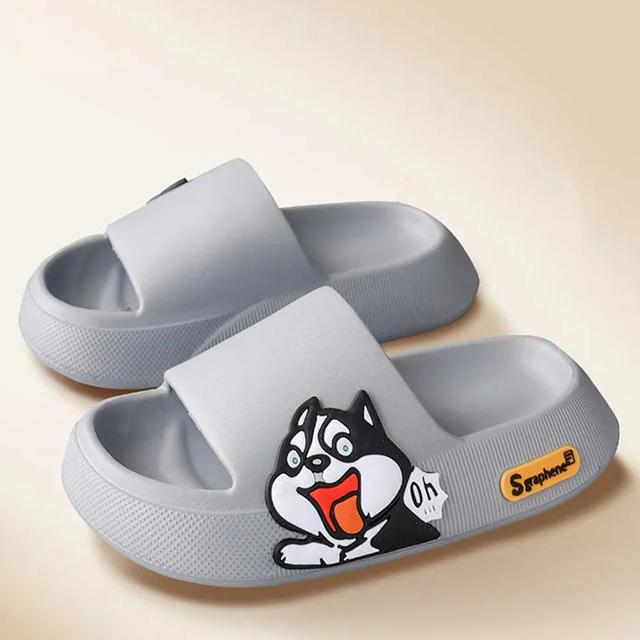 Женские тапочки на толстой подошве 5 см, милые наклейки принцессы, пляжные домашние сандалии для ванной комнаты, новые летние шлепанцы для пар, крутая обувь