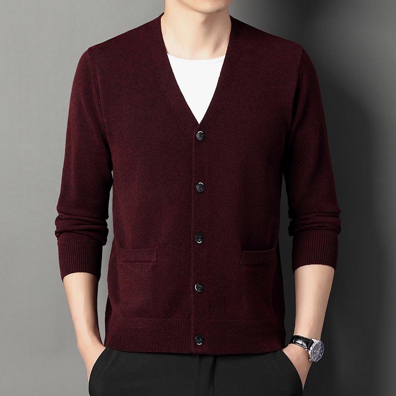 Autumn New V-neck Cardigan Men's Loose Casual Sweater Outer Sweater Men's Spring and Autumn Quality Sweater Jacket