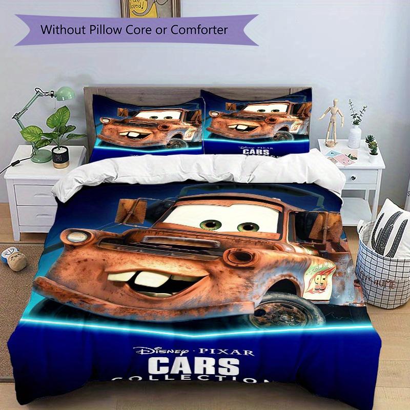 3pcs Disney Cars Collection Tow Mater Quilt Set Cartoon Themed Bed Quilt Set Lovely Character Bedroom Decor Bed Quilt Set Four Seasons (1 Cover +