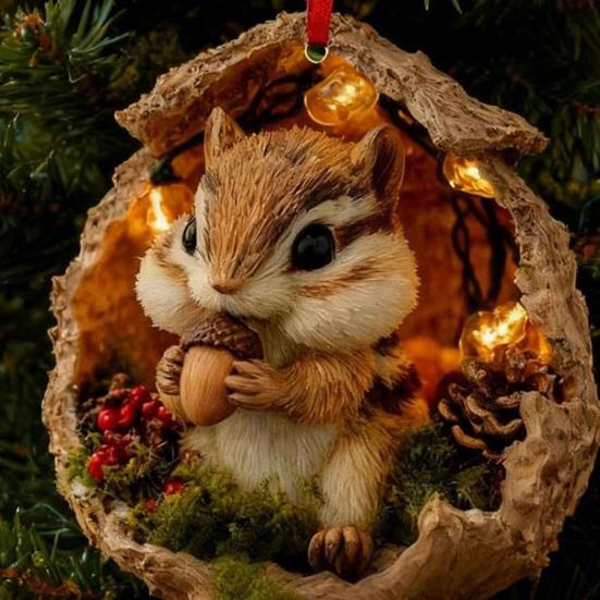 Лесные животные Рождественские украшения 2D Акриловые лесные существа Подвесное украшение Подарок для любителей природы