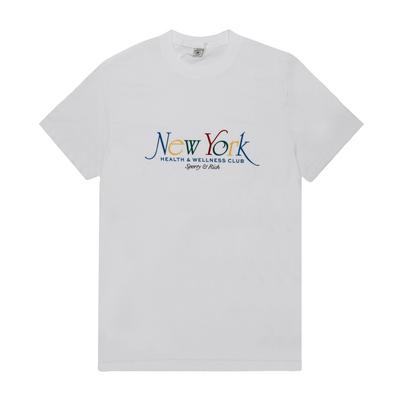 SporTy Rich Унисекс футболка белая Руби Альпийский синий Парижский синий NY 94