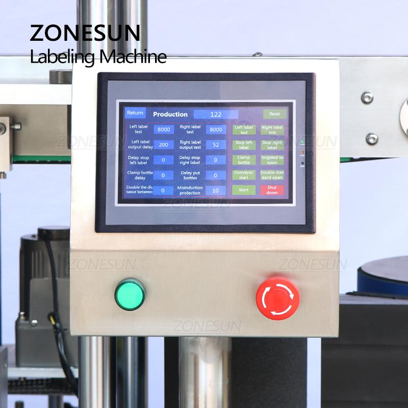 ZONESUN ZS-TB990 Automatic Double Side Labeling Machine Industrial Round Square Glass Bottle Jar Sticker Labeler Production Line