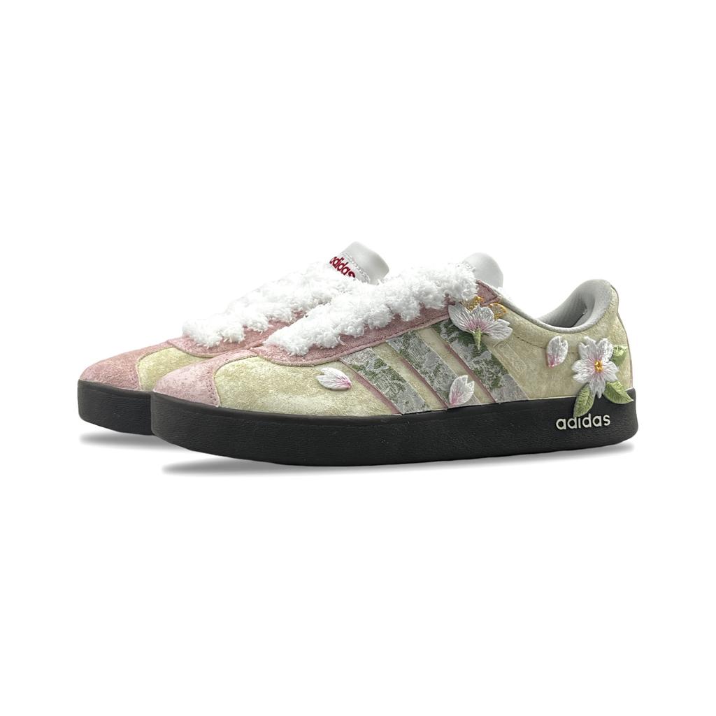 Adidas VL COURT 2.0 Peach Blossom Abrasion Resistant Abrasion Resistant Low top German Army Trainers Unisex Pink Yellow JS3003(Team745-)