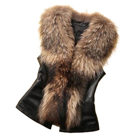Женский жилет из искусственной кожи, без рукавов, с открытой передней частью, куртка мотоциклиста с воротником из искусственного меха, осенне-зимняя, теплая верхняя одежда