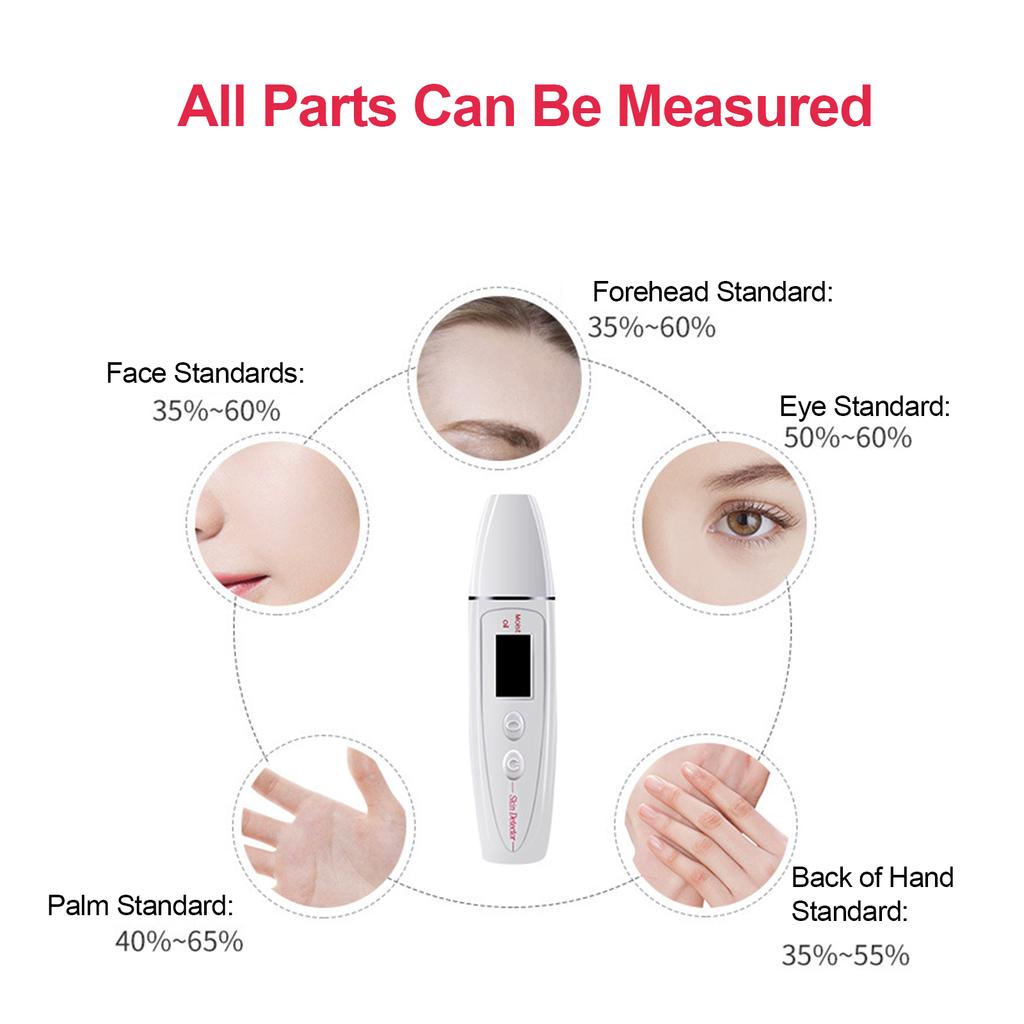 Face Skin Tester Portable Digital Skin Analyzer Moisture Water Oil Monitor for Skin Care