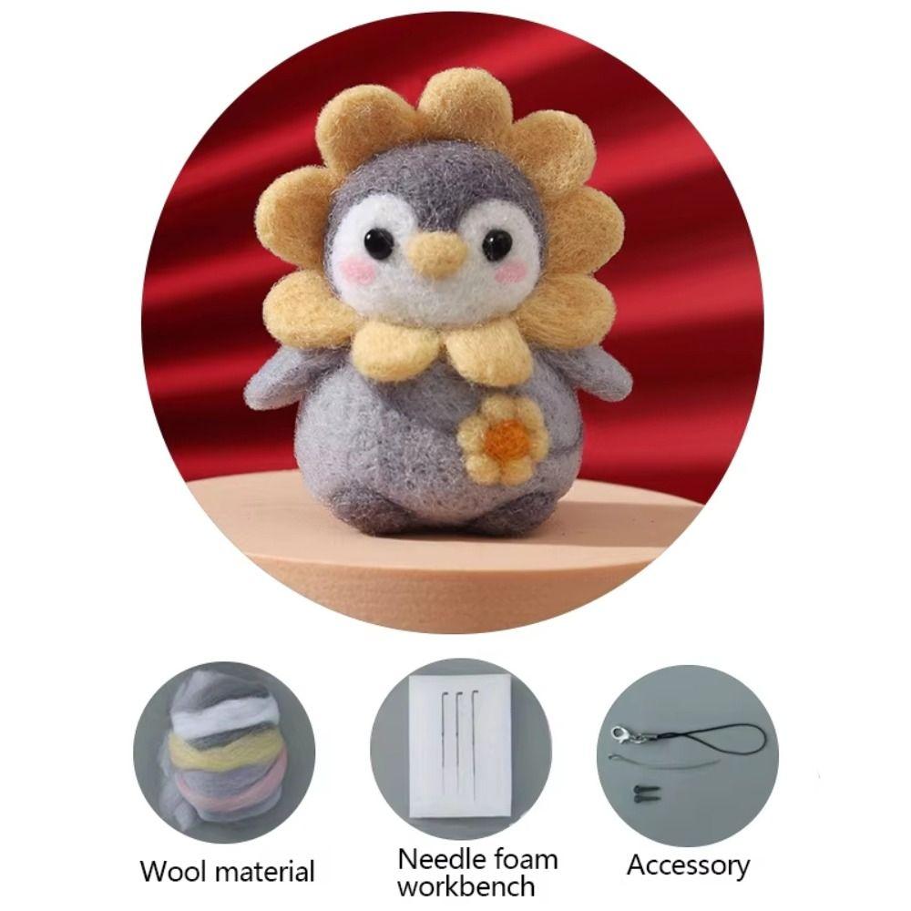 Cartoon Toy Doll Wool Felting Kit Not Finished Felting Starter Kit Cute Needle Felting Kit