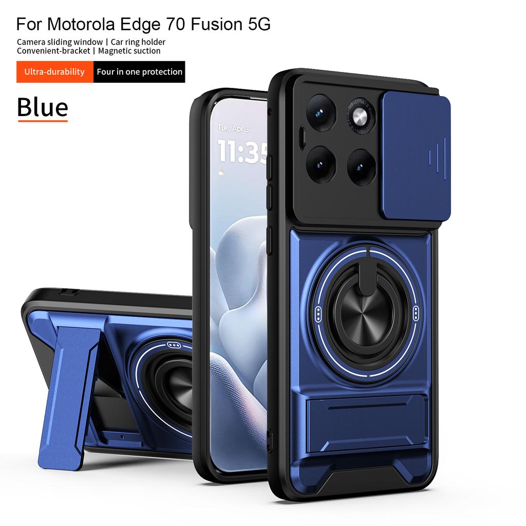 Чехол для Motorola Edge 70 Fusion Чехол-книжка Magsafe с магнитным держателем Военная броня Защитная крышка для камеры