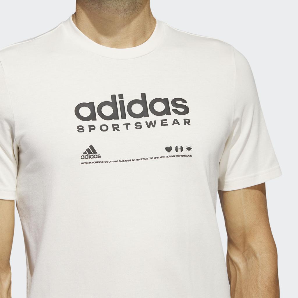 adidas Футболка с логотипом Lounge с круглым вырезом и короткими рукавами, мужские топы, белые HR3002