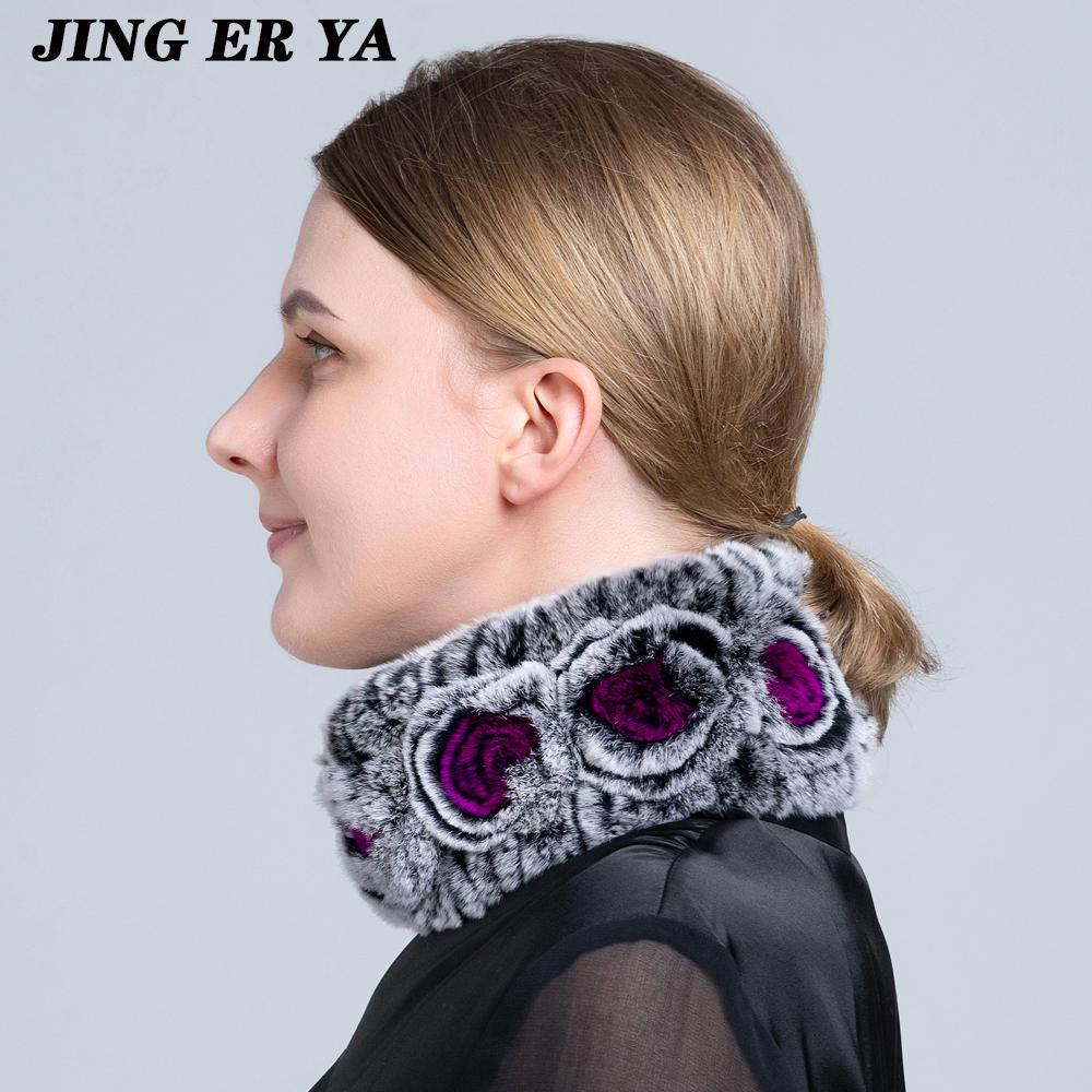 JINGERYA женский натуральный мех ручной работы эластичный меховой шарф вязать из натурального меха кролика рекс повязки на голову для девочек натуральный мех кольцо капюшон снуд шарфы зимние