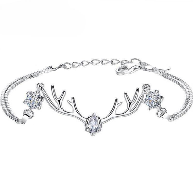 S925 стерлингового серебра на всем пути к вашим рогам двойной бриллиантовый браслет женский корейский стиль All-Match Box Chain Fashion