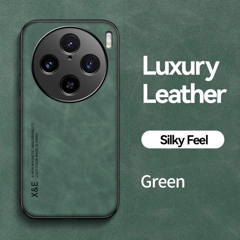 KEYSION Luxury Retro PU Leather Case for VIVO X100 Pro 5G Soft Silicone+PC Shockproof Phone Back Cover for VIVO X80 Lite