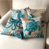 1pc Ocean Series Single Side Square Seahorse Whale Starfish Turtle Blue Ocean Square Throw PillowCover Linen Material