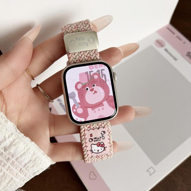 Мультяшный кот Магнитная пряжка Ремешок для Apple Watch Серии 3-9, Ultra