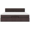 Ottoman Bed with Mattress Dark Brown 200x200 cm Fabric