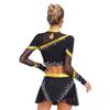 Womens Cheerleading Costume Set Long Sleeve Rhinestone Crop Top Matching Dance Skirt Performance Outfit