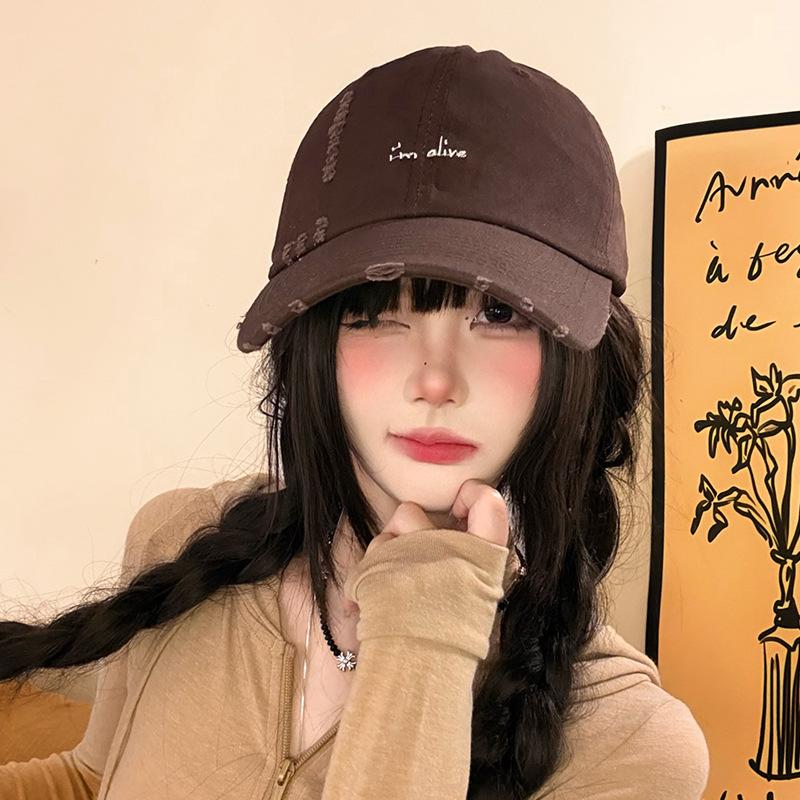 New retro washed soft top cap children's embroidered letter baseball cap versatile face small men's and women's sun hats