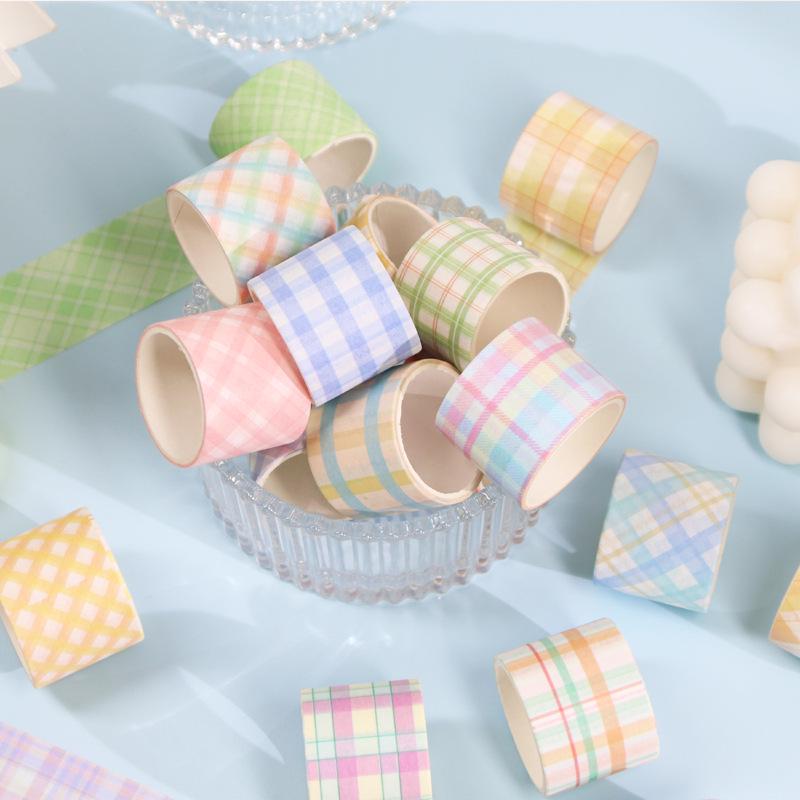 60 Rolls of Japanese Paper Notebook Set - Fresh Checkered Salt Series for Beginners, DIY Material & Notebook Tape