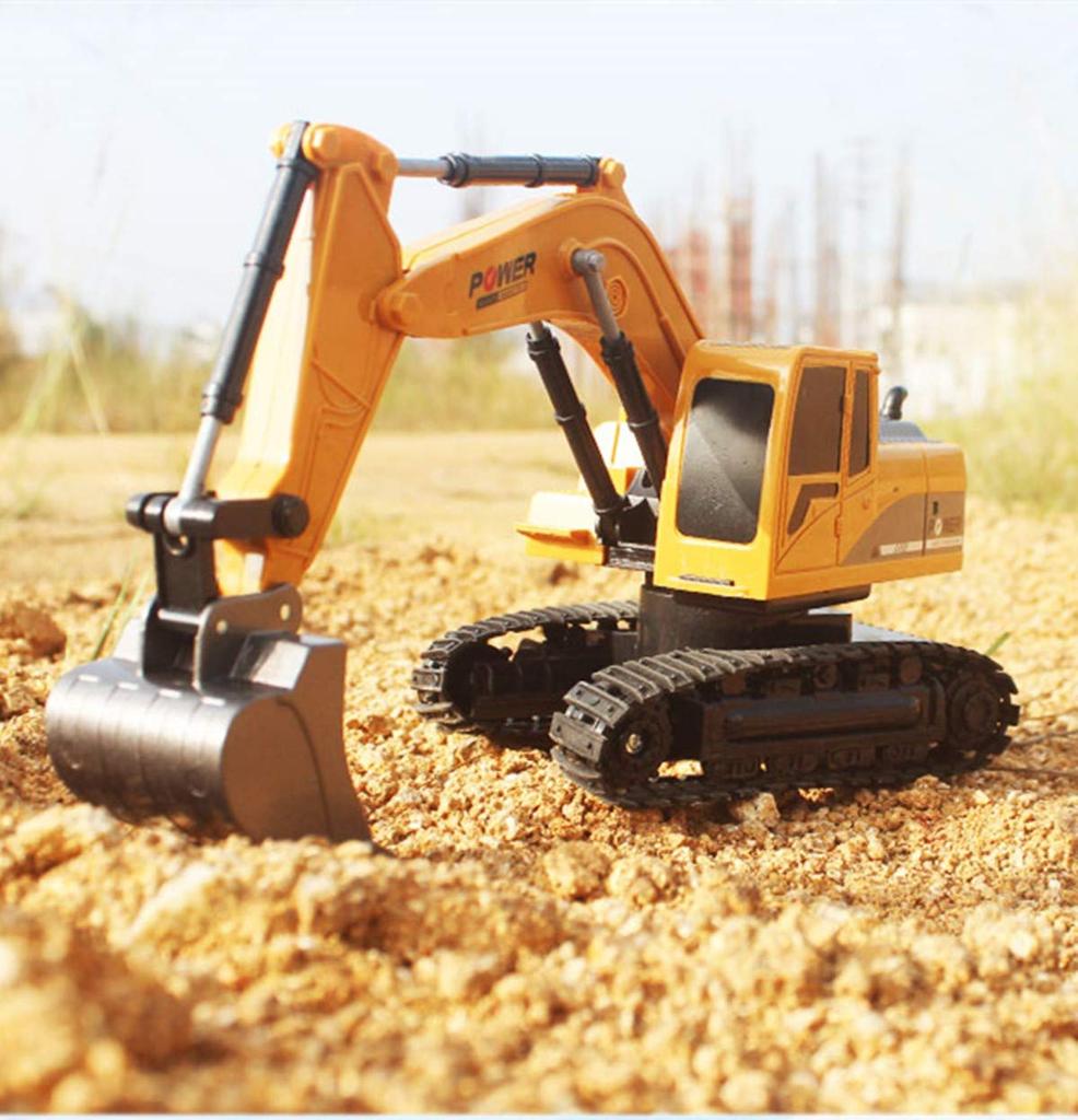 Multi-function Excavator, RC Bulldozer, Kids' Toy Car, Construction Vehicle Toy, Radio Control, Small Size, 1/24 Scale (Yellow)