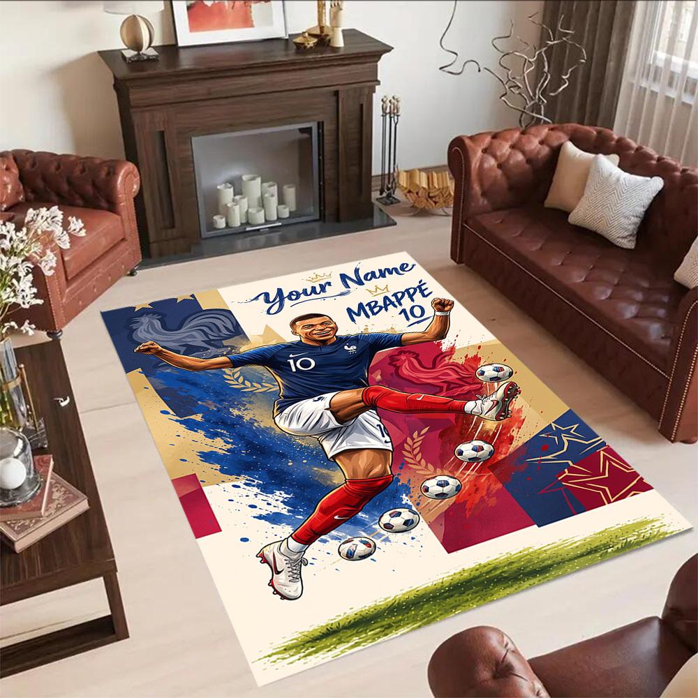 Mbappe Personalized Name Floor Rug Office Rug Suitable For Dormitory Hallway Living Rooms Playrooms Antislip Rug Anime Office Decor