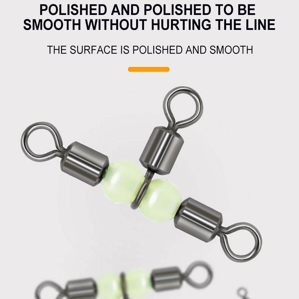 Connector Rolling Triple Fishing Connector Luminous Beads Solid Ring Fishing Tackle Fishing Swivel