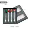 4/6PCS Christmas Gifts Stainless Steel Spoons Forks Set Decoration Glod Silver Elk Deer Dessert Coffee Spoon for Kids Gift Box