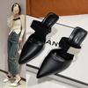 2024 Big Size Sandals Women's New Summer Fashion Wear A Hundred Matching Stiletto Heels Pointed Half Slippers