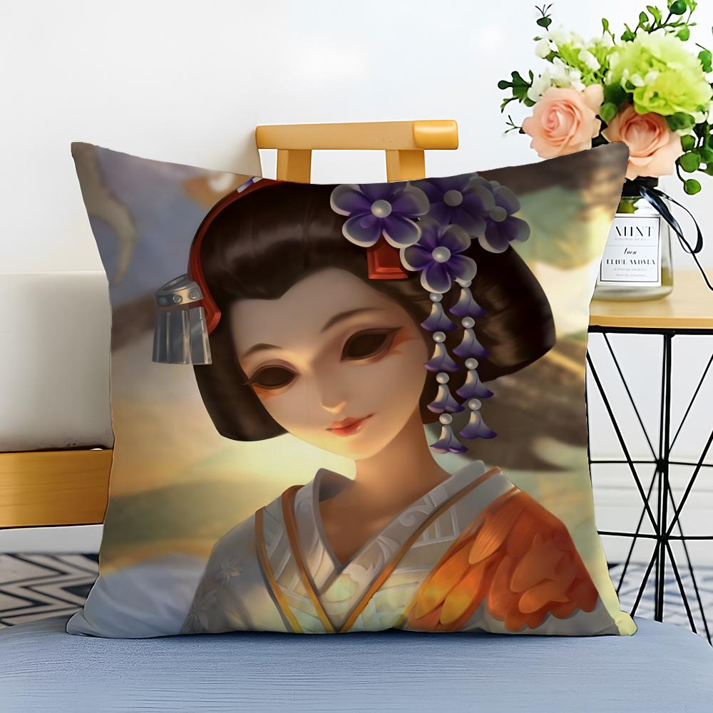 Beautiful Tragic IIdentity V MMichiko GGeisha Cushion Cover Washable Linen Pillowcase Soft  for Sofa Bed Cozy Home Room Decor