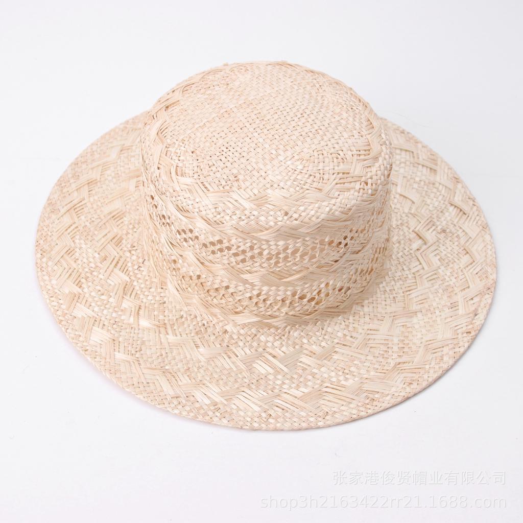 New summer sisal hollow flat-top straw hat, versatile daily wearable hand-woven straw hat, beach photo hat for women