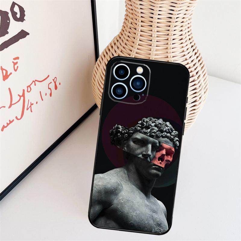 Греческая эстетика Гипсовая статуэтка Чехол для телефона Для iPhone 17 Pro Max 14 13 12 11 15 16 Pro Max mini 15 16 Plus 16e Задняя крышка