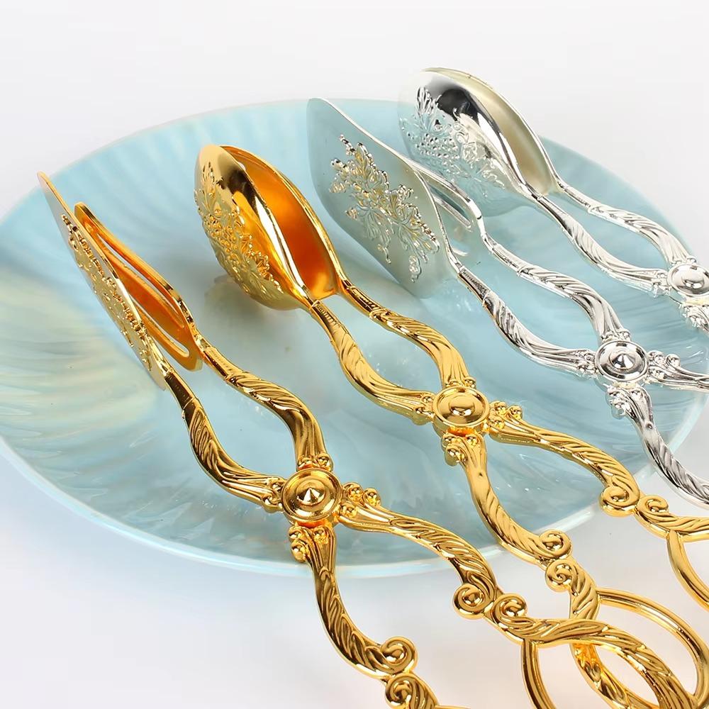 Gold-plated Fruit Salad Clip European Vintage Food Tong Party Supplies Cake Clip Dessert