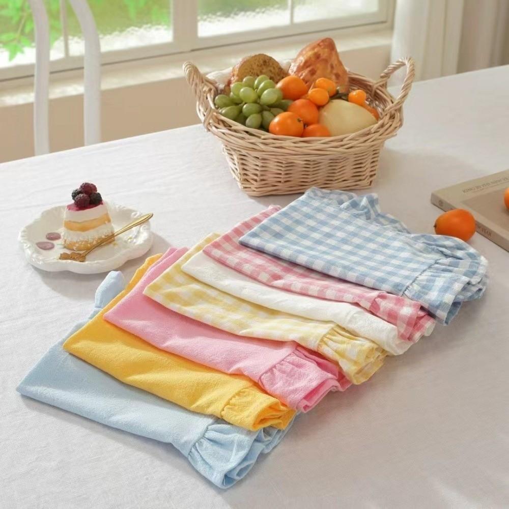 Ruffle Heat-Insulated Mat Stripe Grid Table Mat Washable Coaster  Breakfast
